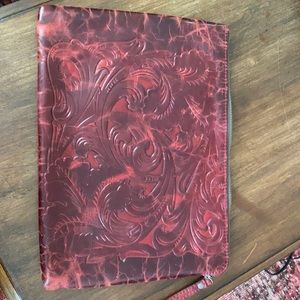 Italian leather and suede laptop case